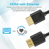 Promate, ProLink4K2-150 4K HDMI Cable, High-Speed 1.5 Meter HDMI Cable with 24K Gold Plated Connector and Ethernet - Black Promate